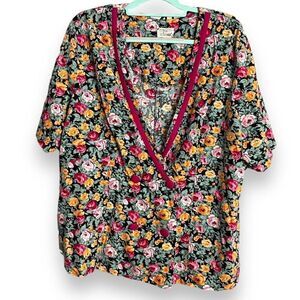 Vintage In Cinq Women's Multicolored Blouse Blazer Plus Size 2X Double Breasted